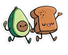 Avocado and Avocado Toast Best Friends Squishable Sticker